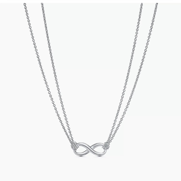 Tiffany Infinity necklace in sterling silver. Endlessly looped double chains. - Picture 3 of 6